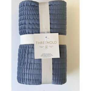 Threshold Quilted Pillow Cover Home 20x20 Blue Gray Textured Modern NWT